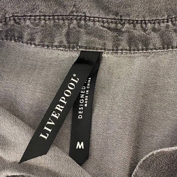 Liverpool Grey Long Sleeve Button Down Shirt Top Medium - Picture 5 of 11